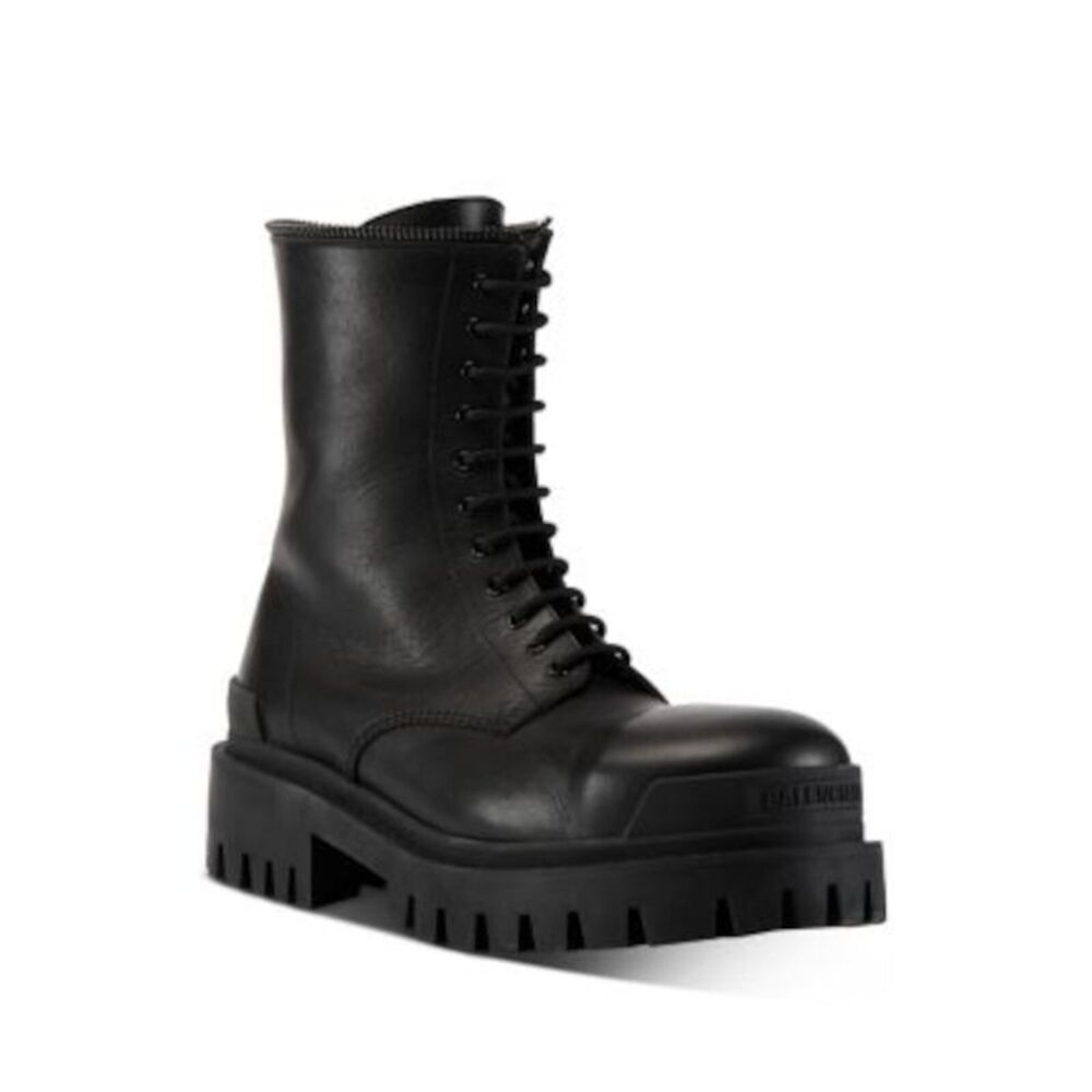 BALENCIAGA  Black 1-1/2" Platform Master Toe Block Heel Leather Boots